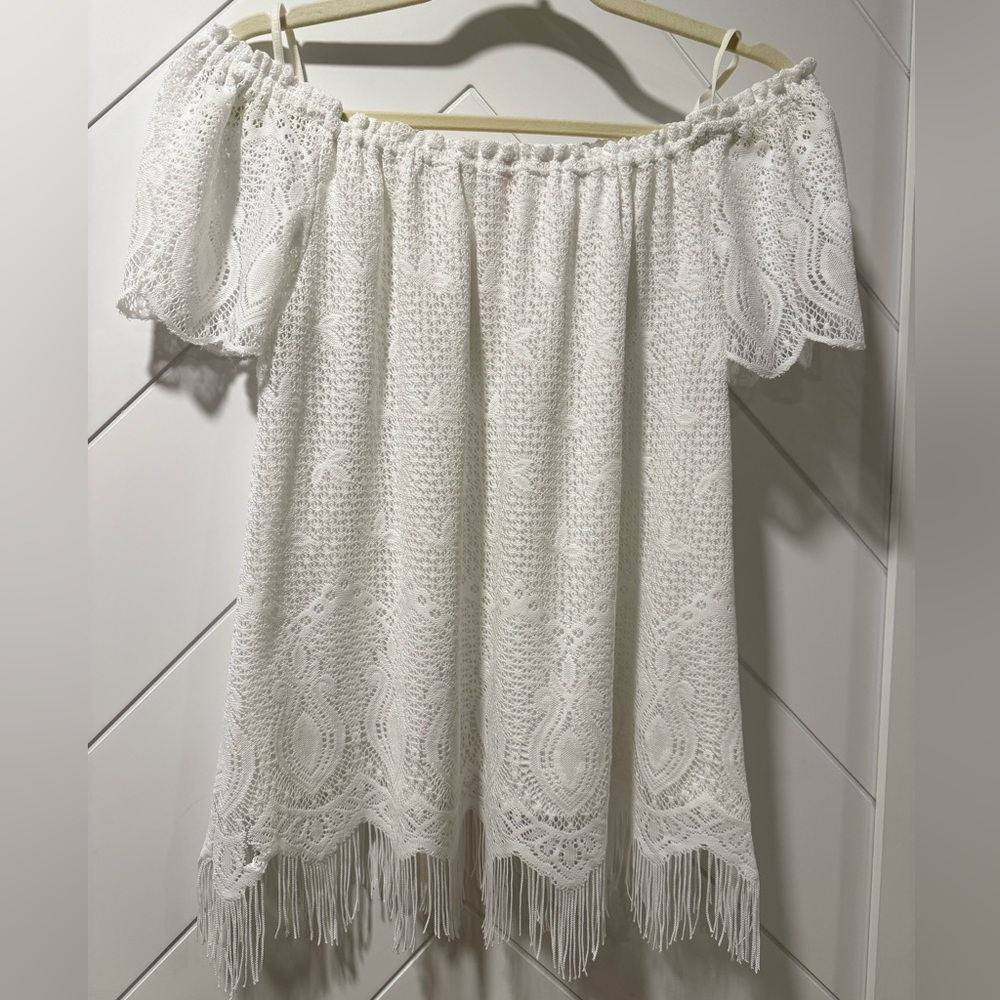Lilly Pulitzer White Off-the-Shoulder Ruffled Blouse